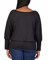 24seven Comfort Apparel Plus Round Neck Banded Bottom Top