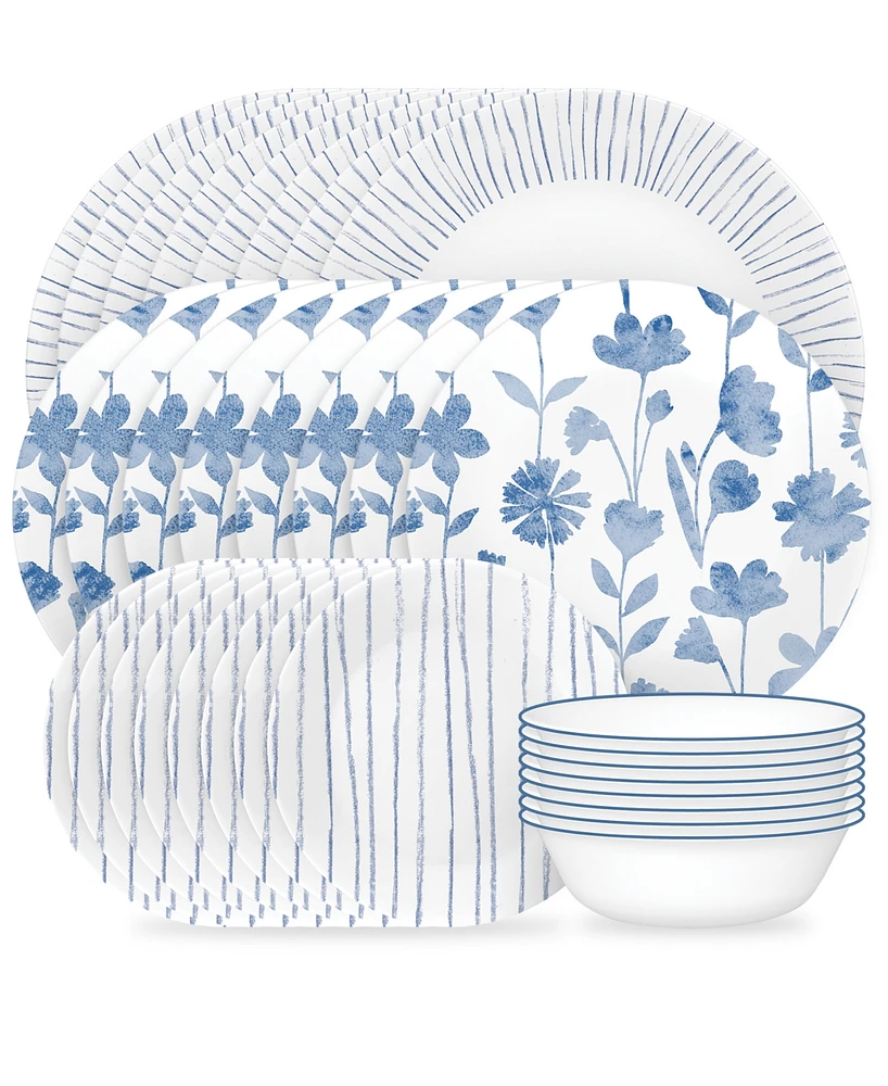 Corelle Botanical Stripes 32 Pc. Dinnerware Set, Service for 8