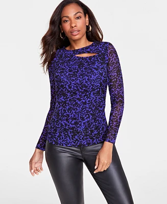 I.n.c. International Concepts Women's Paisley-Print Cutout Top