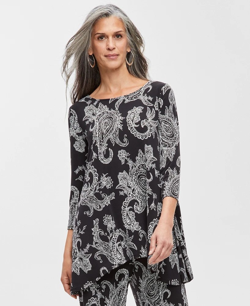 Jm Collection Petite Paisley-Print Swing Top, Exclusively at Macy's