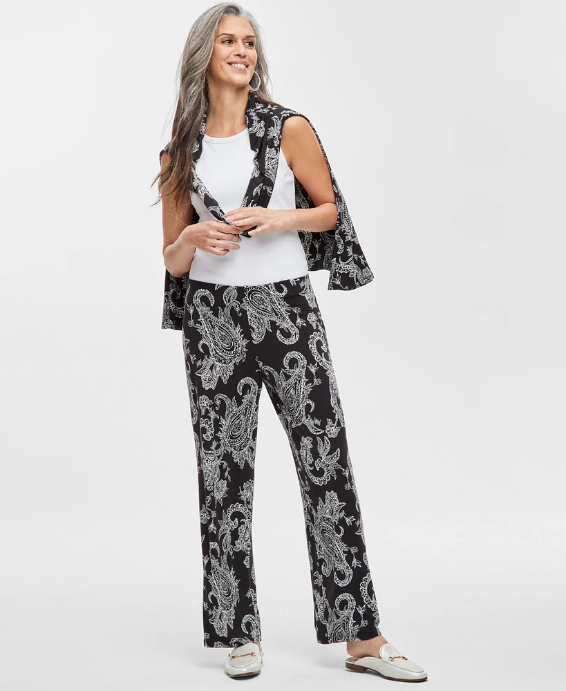 Jm Collection Women's Printed Wide-Leg Pull-On Knit Pants, Created for Macy's