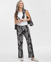 Jm Collection Women's Printed Wide-Leg Pull-On Knit Pants, Created for Macy's