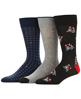 Perry Ellis Portfolio Men's 3-Pack Santa on a Vespa and Holiday Print Dress Socks