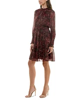 Taylor Petite Long-Sleeve Chiffon Dress