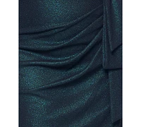 Xscape Plus Metallic-Threaded Gathered-Waist Dress