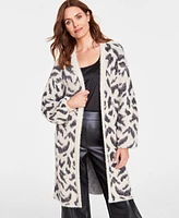 I.n.c. International Concepts Women's Zebra Glam Open-Front Cardigan, Created for Macy's