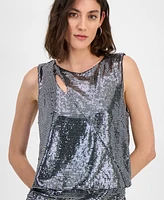 I.n.c. International Concepts Women's Sequined Keyhole Top, Exclusively at Macy's