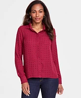 I.n.c. International Concepts Women's Rhinestone Button-Front Blouse, Created for Macy's