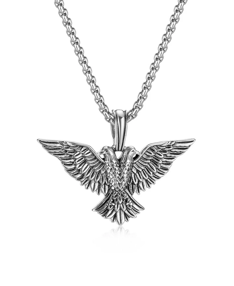 Rhona Sutton Silver Eagle Empire Stainless Steel Pendant Necklace