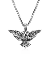 Rhona Sutton Silver Eagle Empire Stainless Steel Pendant Necklace