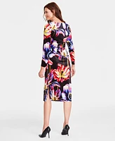 I.n.c. International Concepts Women's Floral-Print Velvet Midi Dress, Created for Macy's