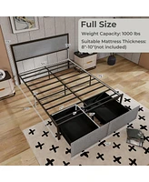 Gymax Full Size Bed Frame w/ 2 Storage Drawers Led Lights Slats Support Modern