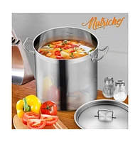 NutriChef Stainless Steel Cookware Stockpot - 35 Quart, Heavy Duty Induction Pot, Soup Pot With Stainless Steel Lid