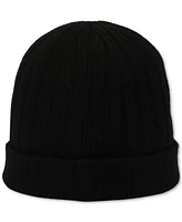 Michael Kors Men's Leather Patch Ribbed Beanie