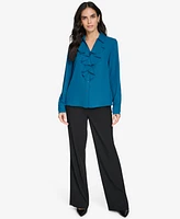 Calvin Klein Women's Ruffle-Front Long-Sleeve Blouse