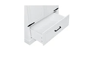 Slickblue Tall White Bathroom Storage Cabinet – Mdf with Two Doors, One Drawer, and Adjustable Shelf