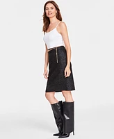 I.n.c. International Concepts Women's Tweed Belted Skirt, Created for Macy's