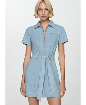 Mango Women's Belted Denim Dress