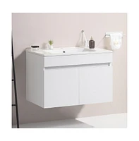 Slickblue 30-Inch Wall-Mounted Bathroom Vanity for Space-Saving and Modern Design