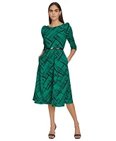 Calvin Klein Women's Belted A-Line Midi Dress