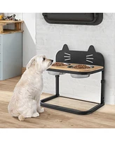 Sugift Elevated Pet Feeder with 2 Stainless Steel Bowls for Cats and Small and Medium Dogs