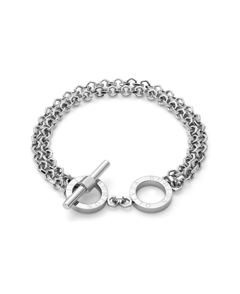 Olivia Burton Women's Honeycomb Toggle Silver Tone Bracelet