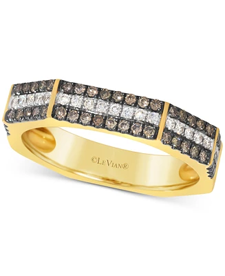 Le Vian Chocolatier Chocolate Diamond & Vanilla Diamond Three Row Ring (3/8 ct. t.w.) in 14k Gold