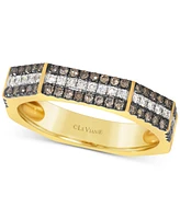 Le Vian Chocolatier Chocolate Diamond & Vanilla Diamond Three Row Ring (3/8 ct. t.w.) in 14k Gold