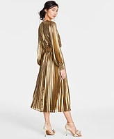 I.n.c. International Concepts Women's Metallic Pleated Midi Dress, Created for Macy's