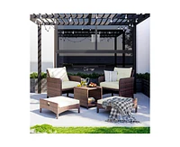 Pamapic 5-Piece Wicker Patio Conversation Set with Cushions