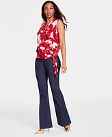 I.n.c. International Concepts Women's Floral-Print Side-Tie Blouse, Created for Macy's