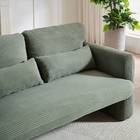 Modern Corduroy Loveseat Sofa with Pillows and Support
