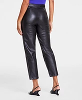 I.n.c. International Concepts Women's Faux-Leather Front-Slit Straight Pants, Created for Macy's