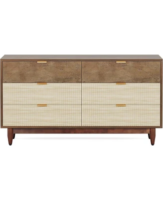 Tribesigns 6-Drawer Dresser for Bedroom: 55 Inches Modern Chest of Drawers with Gold Metal Handles