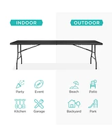 Best Choice Products 8ft Plastic Folding Table, Indoor Outdoor Heavy Duty Portable w/ Handle, Lock for Picnic