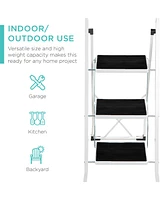 Best Choice Products 3 Step Ladder Folding Lightweight Step Stool for Home w/ Non-Slip Feet, Padded Steps, 330lb White