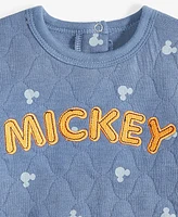 Disney Baby Boys Mickey Mouse Quilted Shirt, Bodysuit & Pants Set