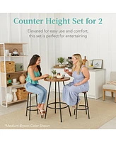 Best Choice Products 3-Piece Bistro Set, Modern Round Counter Height Dining Set w/ 2 Stools, Metal Frame