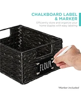 Best Choice Products Set of 4 12in Woven Water Hyacinth Pantry Baskets w/ Chalkboard Label, Chalk Marker