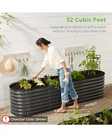 Best Choice Products 8x2x2ft Metal Raised Garden Bed, Oval Outdoor Planter Box w/ 4 Support Bars