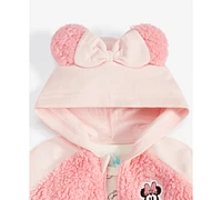 Disney Baby Girls Minnie Mouse Hooded Jacket, Bodysuit & Pants Set