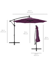 Best Choice Products 10ft Solar Led Offset Hanging Outdoor Market Patio Umbrella w/ Adjustable Tilt - Rust