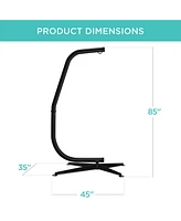 Best Choice Products Metal Hanging Hammock C-Stand for Chair/ Weather-Resistant Finish, Offset Base - Stand Only - Black