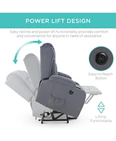 Best Choice Products Electric Power Lift Linen Recliner Massage Chair Furniture w/ Usb Port, Heat, Cupholders