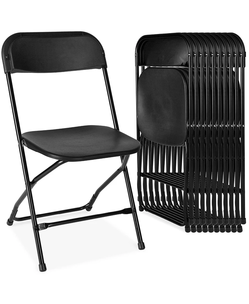 Best Choice Products Set of 10 Folding Stacking Plastic Chairs w/ Non-Slip Feet, 350lb Capacity