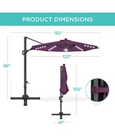 Best Choice Products 10ft 360-Degree Solar Led Lit Cantilever Patio Umbrella, Outdoor Hanging Shade