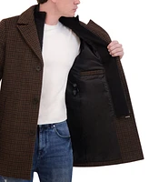 Kenneth Cole Men's Brush Houndstooth Textured Topcoat with Removable Bib