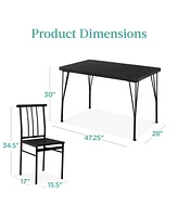 Best Choice Products 5-Piece Indoor Modern Metal Wood Rectangular Dining Table Furniture Set w/ 4 Chairs