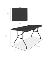 Best Choice Products 6ft Plastic Folding Table, Indoor Outdoor Heavy Duty Portable w/ Handle, Lock