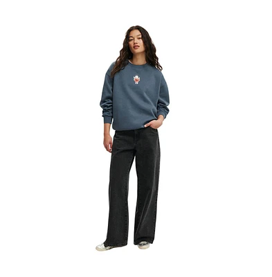 Cotton On Women's Classic Fleece Graphic Crew Sweatshirt